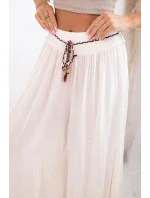 Dámské kalhoty z viskózy se širokými nohavicemi světle béžová