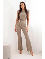 Dámský komplet s řasenou halenkou a širokými kalhotami fango