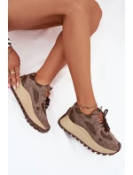 Kožené sneakersy na platformě dámské Big Star model 21705737 HIPOLY SYSTEM béžové - Big Star Shoes Kožené sneakersy na platformě dámské Big Star model 21705737 HIPOLY SYSTEM béžové - Big Star Shoes