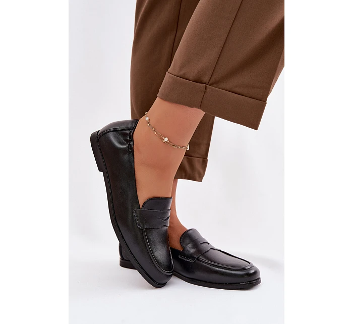 Mokasíny z pravé kůže model 22100821 černé - VINCEZA Mokasíny z pravé kůže model 22100821 černé - VINCEZA