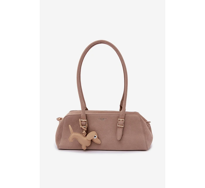 Kabelka z imitace semiše s přívěskem béžová model 22111592 - Flora&Co