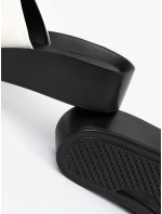 Módní Biało-czarny dámské  nazouváky na klínku