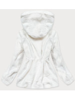 Bílá kožešinová dámská bunda s kapucí model 16151625 - S'WEST