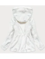 Bílá kožešinová dámská bunda s kapucí (BR9596-26) Bílá kožešinová dámská bunda s kapucí (BR9596-26)