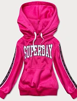 Krátká růžová dámská mikina s nápisy (26014)