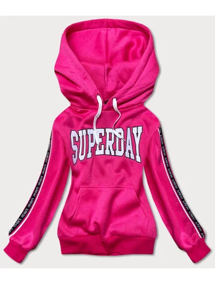 Krátká růžová dámská mikina s nápisy model 17117243 - J.STYLE