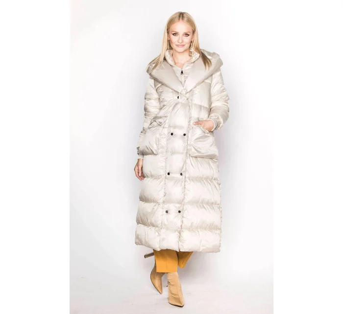 DŁUGA DAMSKA KURTKA Z BEŻOWA model 21244337 - Ann Gissy