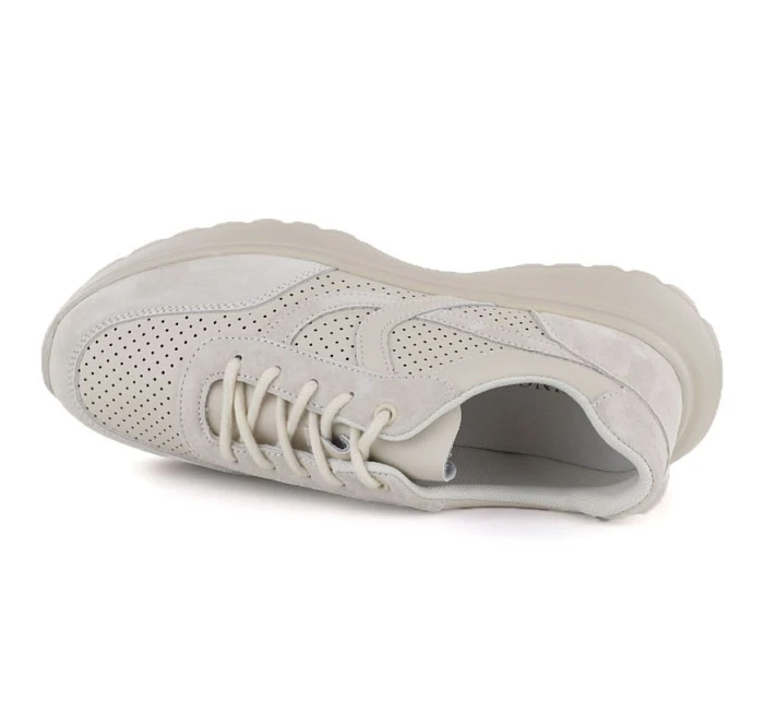 Dámské kožené sportovní polobotky béžové barvy model 22116506 - VINCEZA