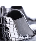 Kožené boty z hadí kůže Rieker W R474 černé Kožené boty z hadí kůže Rieker W R474 černé