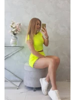 Bavlněná souprava se šortkami žlutá neonová