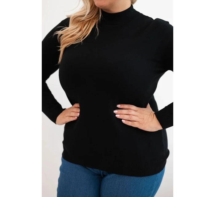 Dámský svetr Plus Size z viskózy s rolákem černý Dámský svetr Plus Size z viskózy s rolákem černý