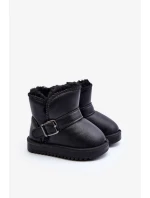 Dětské eko kožené sněhule s páskem, černá Orinor Dětské eko kožené sněhule s páskem, černá Orinor