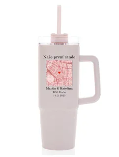 Personalizovaná termoska s průhledným víčkem s mapou