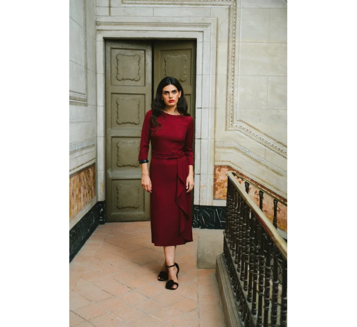 Šaty s volánkem S425 bordó - Stylove Šaty s volánkem S425 bordó - Stylove