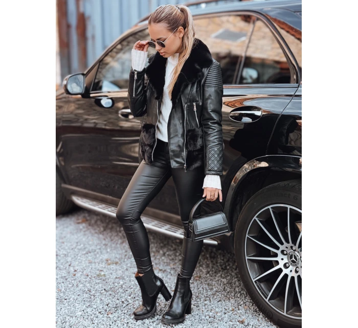 Dámská kožená bunda ramones s kožešinou černá model 21993392 - FashionStreet