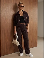 Dámská souprava z manšestru – bunda a kalhoty v čokoládové barvě FashionStreet AY1219