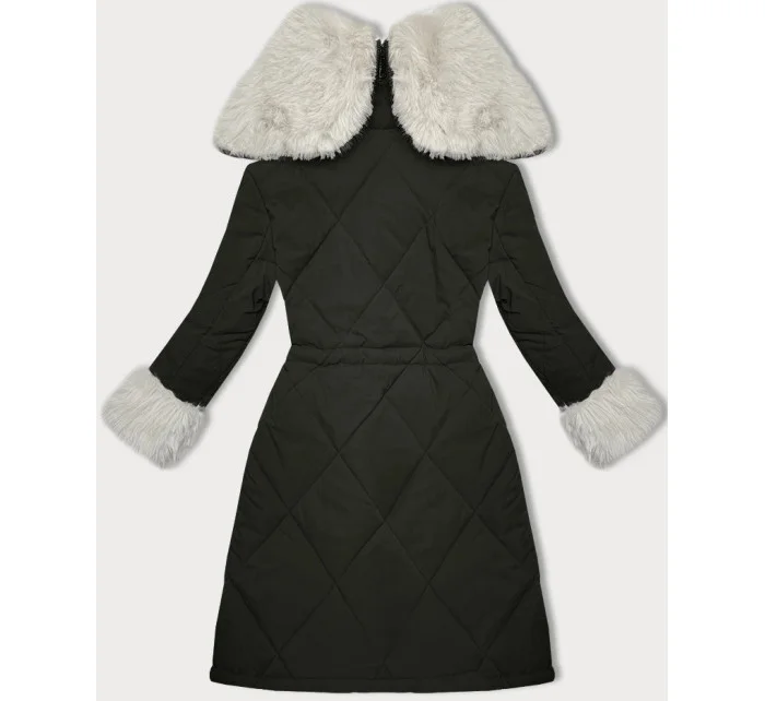 Army-béžová prošívaná zimní bunda s kožešinovou podšívkou Way Mode (WD202308) Army-béžová prošívaná zimní bunda s kožešinovou podšívkou Way Mode (WD202308)