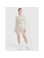 Dámské tričko 4F 4FRSS25TFLOF486-83S s crop-topem a dlouhým rukávem s výřezem na zádech