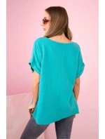 Mušelínová halenka s náhrdelníkem světle model 21185959 - K-Fashion