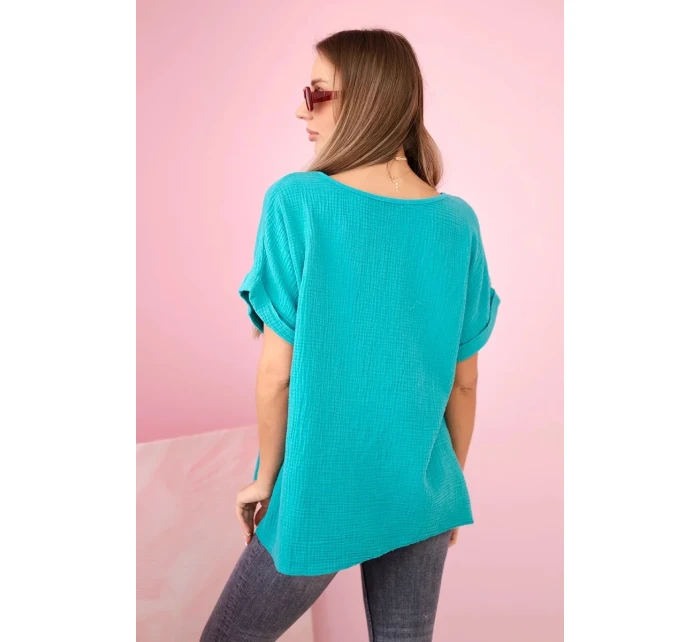 Mušelínová halenka s náhrdelníkem světle model 21185959 - K-Fashion