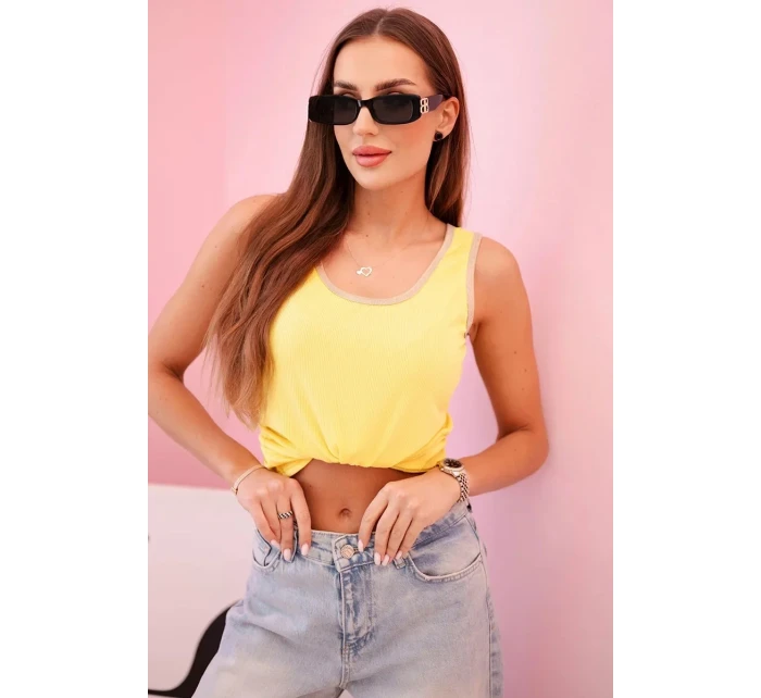 Dámská halenka na ramínka s ozdobným lemem žlutý