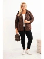 Dámská mikina Plus Size rozepínací na zip hnědá Dámská mikina Plus Size rozepínací na zip hnědá