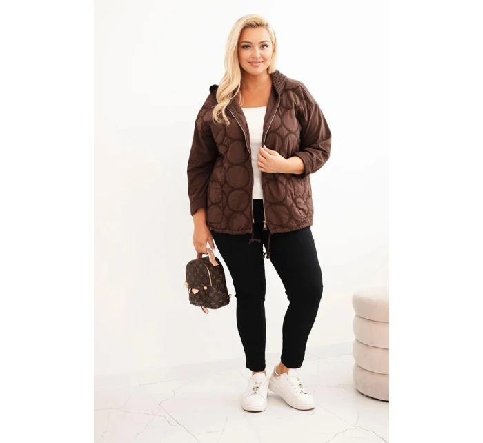 Dámská mikina Plus Size rozepínací na zip hnědá Dámská mikina Plus Size rozepínací na zip hnědá