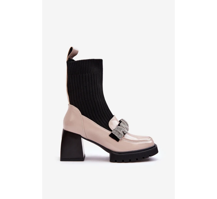 Botky Dámské se Soketou na Podpatku Bežové SBarski MR870-41