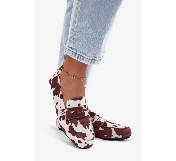 Loafersy Mokasyny Dámské Ploché V Látách Hnědo-Bílé Soreline Loafersy Mokasyny Dámské Ploché V Látách Hnědo-Bílé Soreline