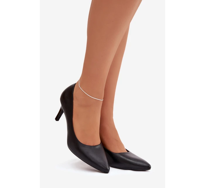 Kožené lodičky model 21821724 Černé - SERGIO LEONE Kožené lodičky model 21821724 Černé - SERGIO LEONE