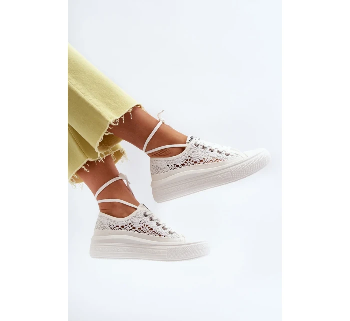 Krajkové dámské tenisky Lee Cooper bílé