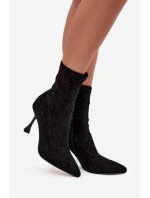 Dámské kotníkové boty na jehlovém podpatku D&A – černé Dámské kotníkové boty na jehlovém podpatku D&A – černé