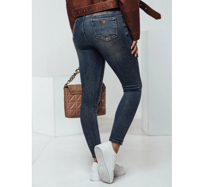 Dámské úzké džíny SKINNYJEAN kalhoty s páskem námořnická modrá FashionStreet UY2328