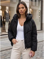 Dámská zimní prošívaná bunda s kapucí, černá, FashionStreet TY6082