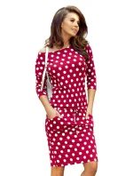 Dámské sportovní šaty v bordó barvě s zavazováním a kapsičkami model 7845431 - numoco