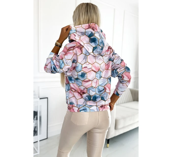 Dámská klokaní mikina s kapucí, zlatými a s  vzorem model 18899071 - numoco