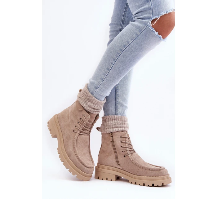 Dámské Boty Na Zip Bežové model 21636271 - Boto Dámské Boty Na Zip Bežové model 21636271 - Boto