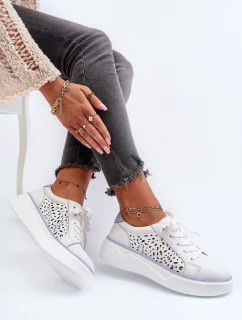 Dámské tenisky na platformě z bílé kůže model 21656159 - EVENTO