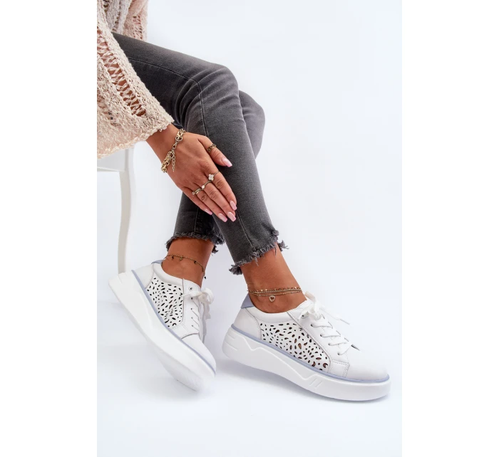 Dámské tenisky na platformě z bílé kůže model 21656159 - EVENTO Dámské tenisky na platformě z bílé kůže model 21656159 - EVENTO