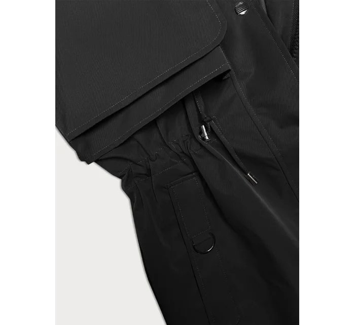 Tenká černá dámská bunda parka s kapucí BH Forever (BH-2403)