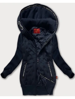 Tmavě modrá dámská mikino-bunda s kapucí LHD (AMG-162A)