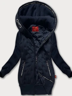 Tmavě modrá dámská mikino-bunda s kapucí LHD (AMG-162A)