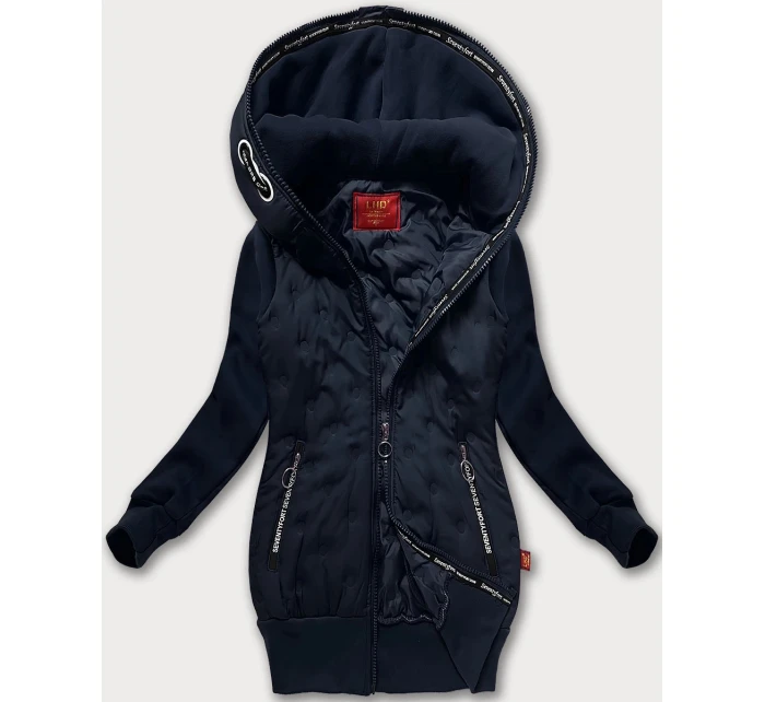 Tmavě modrá dámská mikino-bunda s kapucí LHD (AMG-162A)