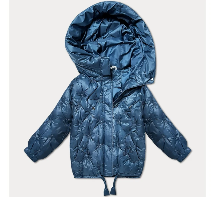 Světle modrá prošívaná oversize bunda s kapucí Minority (M2-6510-30)