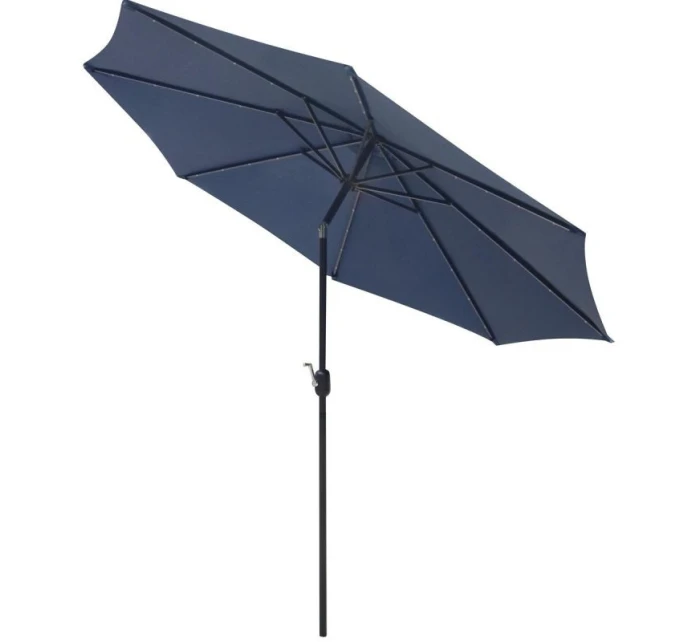 ZAHRADNÍ SLUNEČNÍK S LED OSVĚTLENÍM 300 CM TMAVĚ MODRÝ