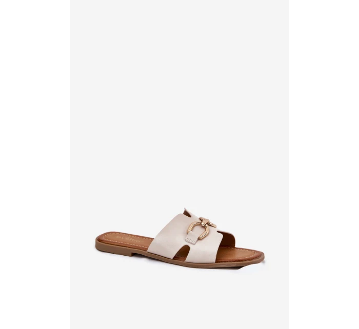 Dámské Ploché Pantofle S Dekorativním Béžové model 21697812 - EVENTO