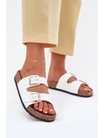 Dámské sandály s přezkami z ekologické kůže bílé model 21701643 - EVENTO