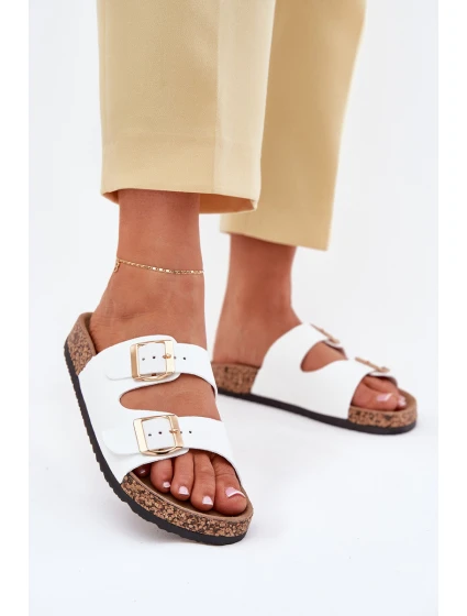 Dámské sandály s přezkami z ekologické kůže bílé model 21701643 - EVENTO