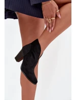 Dámské kotníčkové boty na podpatku z eko semiše černé model 21711578 - Boto