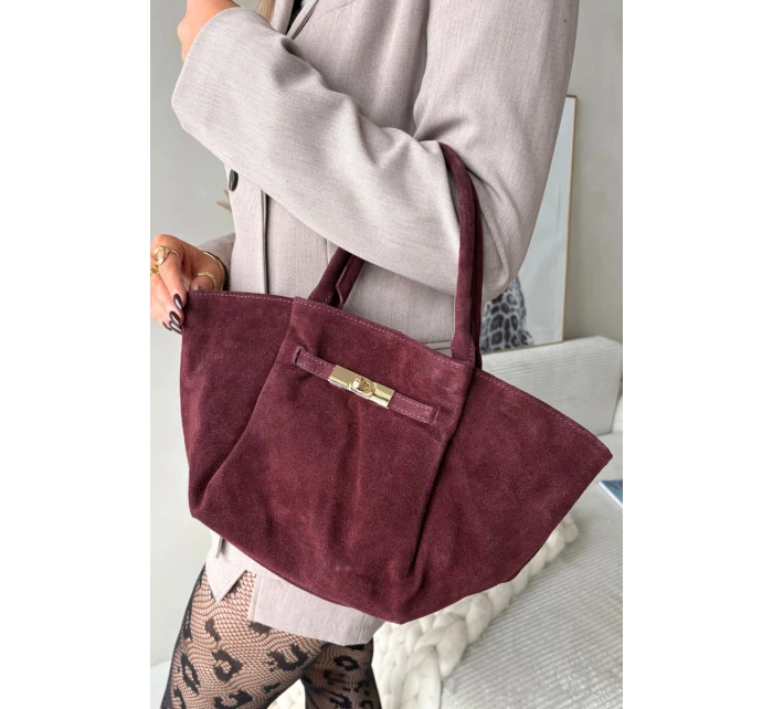 Kožená semišová kabelka bordová model 21728389 - Boto Kožená semišová kabelka bordová model 21728389 - Boto